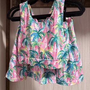 Tropical Palm Print Kids Tank Top active set